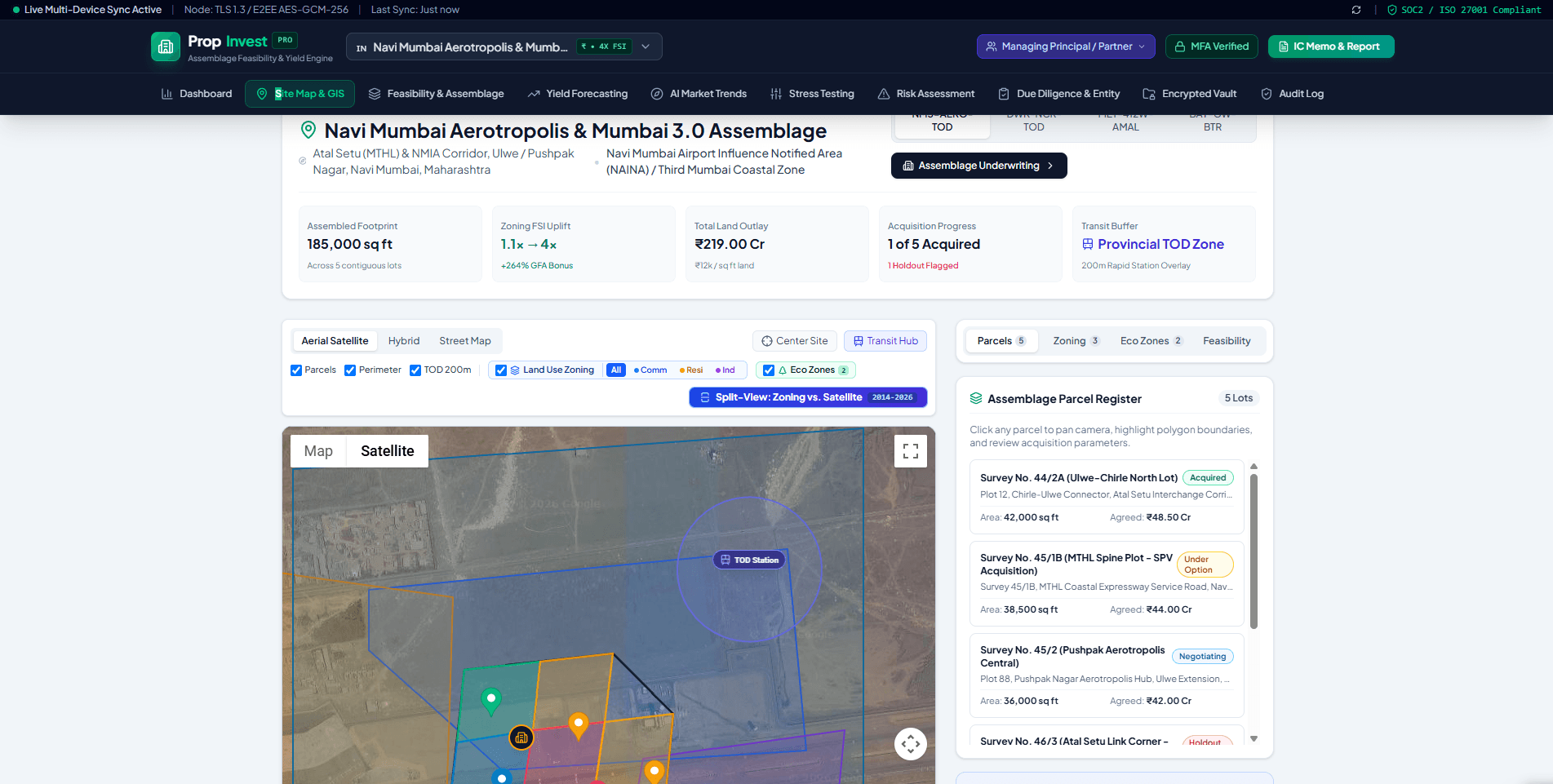 PropInvest interactive GIS parcel map with zoning overlays and land register